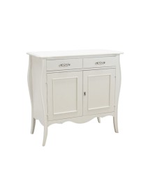 MOBILI 2G - Madia Credenza in legno 2 porte shabby bianca 105x50x100 VISTA FRONTALE