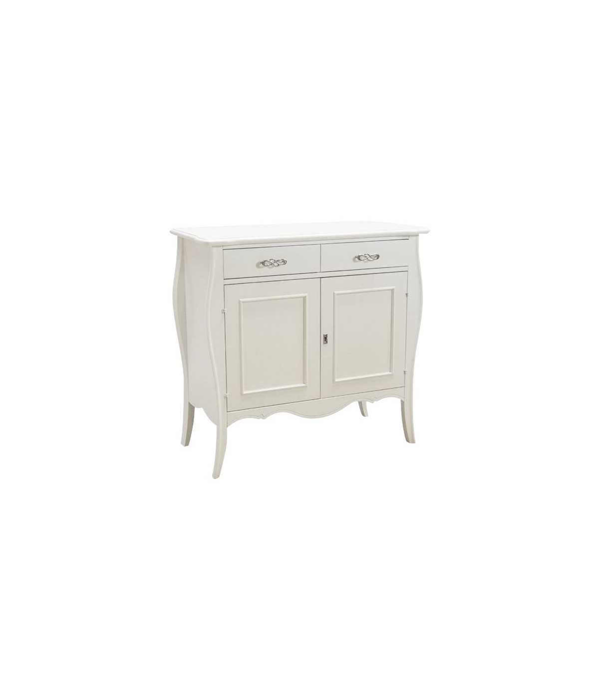 MOBILI 2G - Madia Credenza in legno 2 porte shabby bianca 105x50x100 VISTA FRONTALE
