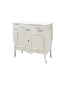 MOBILI 2G - Madia Credenza in legno 2 porte shabby bianca 105x50x100 VISTA FRONTALE