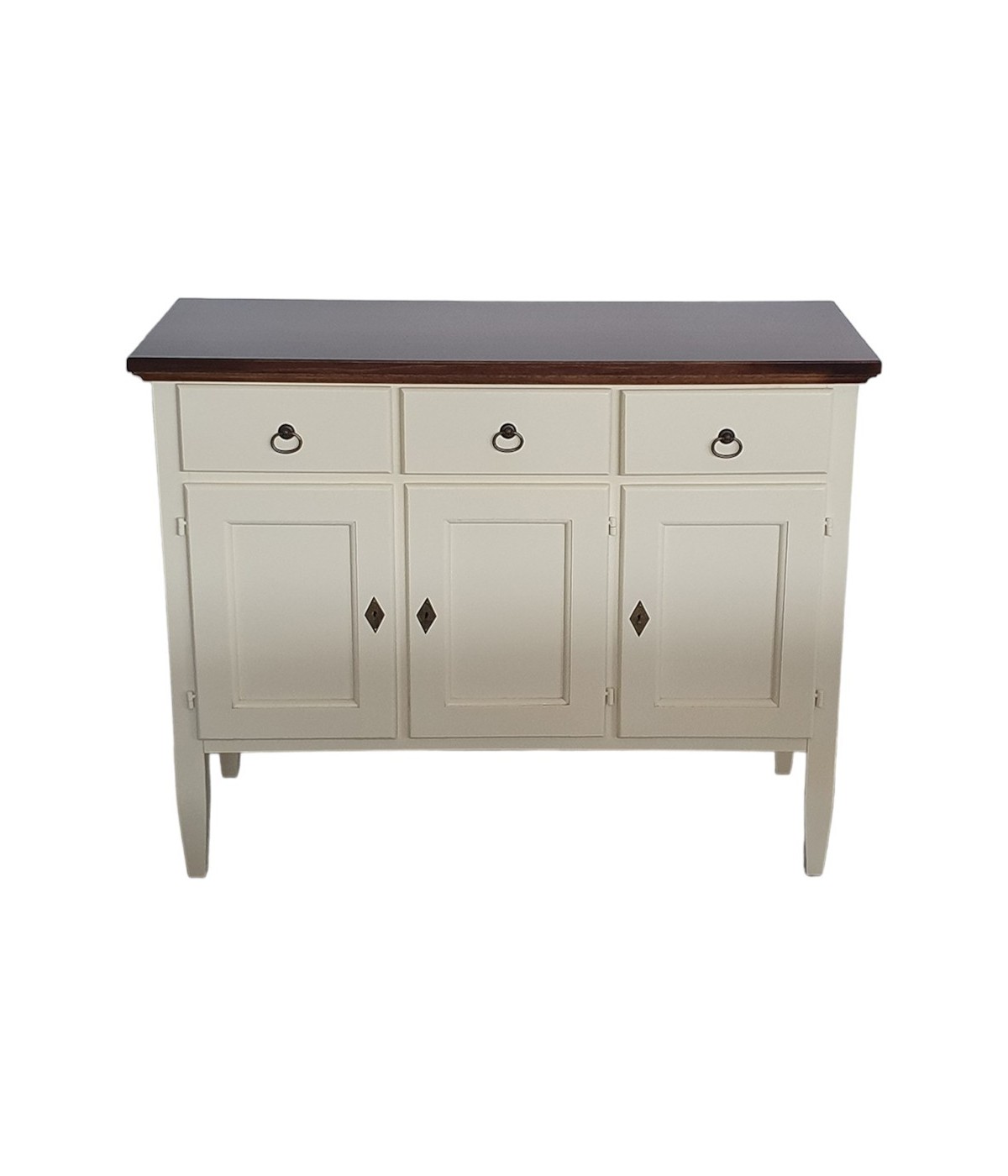 MOBILI 2G - Madia Credenza 3 Ante  3 cassetti shabby Bicolore Legno 105X42X82 vista frontale
