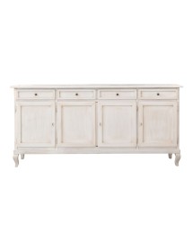 MOBILI 2G - Madia credenza 4 porte legno shabby bianco anticato 205x45x98 VISTA FRONTALE