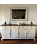 MOBILI 2G - Madia credenza 4 porte legno shabby bianco anticato e noce 205x45x98 VISTA FRONTALE