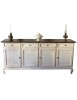 MOBILI 2G - Madia credenza 4 porte legno shabby bianco anticato e noce 205x45x98 VISTA FRONTALE