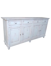 MOBILI 2G - Credenza 4 porte legno shabby bianco consumato 196X45X98 VISTA FRONTALE