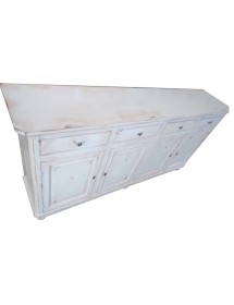 MOBILI 2G - Credenza 4 porte legno shabby bianco consumato 196X45X98 VISTA FRONTALE