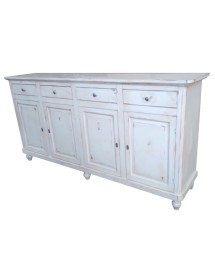 MOBILI 2G - Credenza 4 porte legno shabby bianco consumato 196X45X98 VISTA FRONTALE