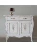 MOBILI 2G - Madia Credenza in legno 2 porte shabby bianco anticato decorato 105x50x100 VISTA FRONTALE