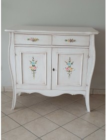 MOBILI 2G - Madia Credenza in legno 2 porte shabby bianco anticato decorato 105x50x100 VISTA FRONTALE