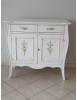 MOBILI 2G - Madia Credenza in legno 2 porte shabby bianco anticato decorato 105x50x100 VISTA FRONTALE