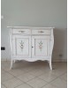 MOBILI 2G - Madia Credenza in legno 2 porte shabby bianco anticato decorato 105x50x100 VISTA FRONTALE