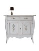 MOBILI 2G - Madia Credenza in legno 2 porte shabby bianco anticato decorato 105x50x100 VISTA FRONTALE
