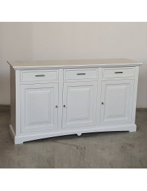 MOBILI 2G - Madia credenza 3 porte legno shabby bianco 170x46x96 vista frontale