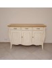 MOBILI 2G - Madia credenza 3 porte legno shabby bicolore 151x50x105 vista frontale