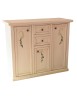 MOBILI 2G - Credenza 3 porte 2 cassetti shabby avorio anticato decori 100x39x85 vista frontale