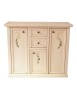 MOBILI 2G - Credenza 3 porte 2 cassetti shabby avorio anticato decori 100x39x85 vista frontale