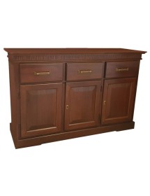 MOBILI 2G - Madia credenza classica 3 porte legno tinta noce 150X47X96 vista frontale