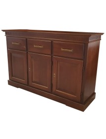 MOBILI 2G - Madia credenza classica 3 porte legno tinta noce 150X47X96 vista frontale