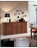 MOBILI 2G - Madia credenza classica 4 porte legno tinta noce 200X47X96 vista frontale
