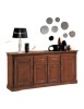 MOBILI 2G - Madia credenza classica 4 porte legno tinta noce 200X47X96 vista frontale