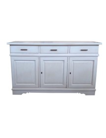 MOBILI 2G - Credenza madia 3 porte legno shabby bianco anticato 155x52x94 vista frontale