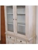 MOBILI 2G - Cristalliera 2 porte legno shabby bianco anticato 117x46x220 VISTA FRONTALE