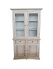 MOBILI 2G - Cristalliera 2 porte legno shabby bianco anticato 117x46x220 VISTA FRONTALE