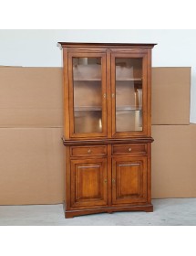 MOBILI 2G - Cristalliera classica 2 porte legno noce bassano  117x46x220 VISTA FRONTALE