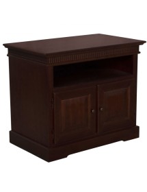 MOBILI 2G - PORTA TV ARTE POVERA 2 PORTE IN LEGNO TINTA NOCE SCURO L.89 P.54 H.74 vista frontale