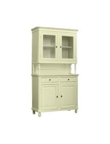 MOBILI 2G - Cristalliera 2 porte shabby legno shabby avorio 104X43X208 VISTA FRONTALE