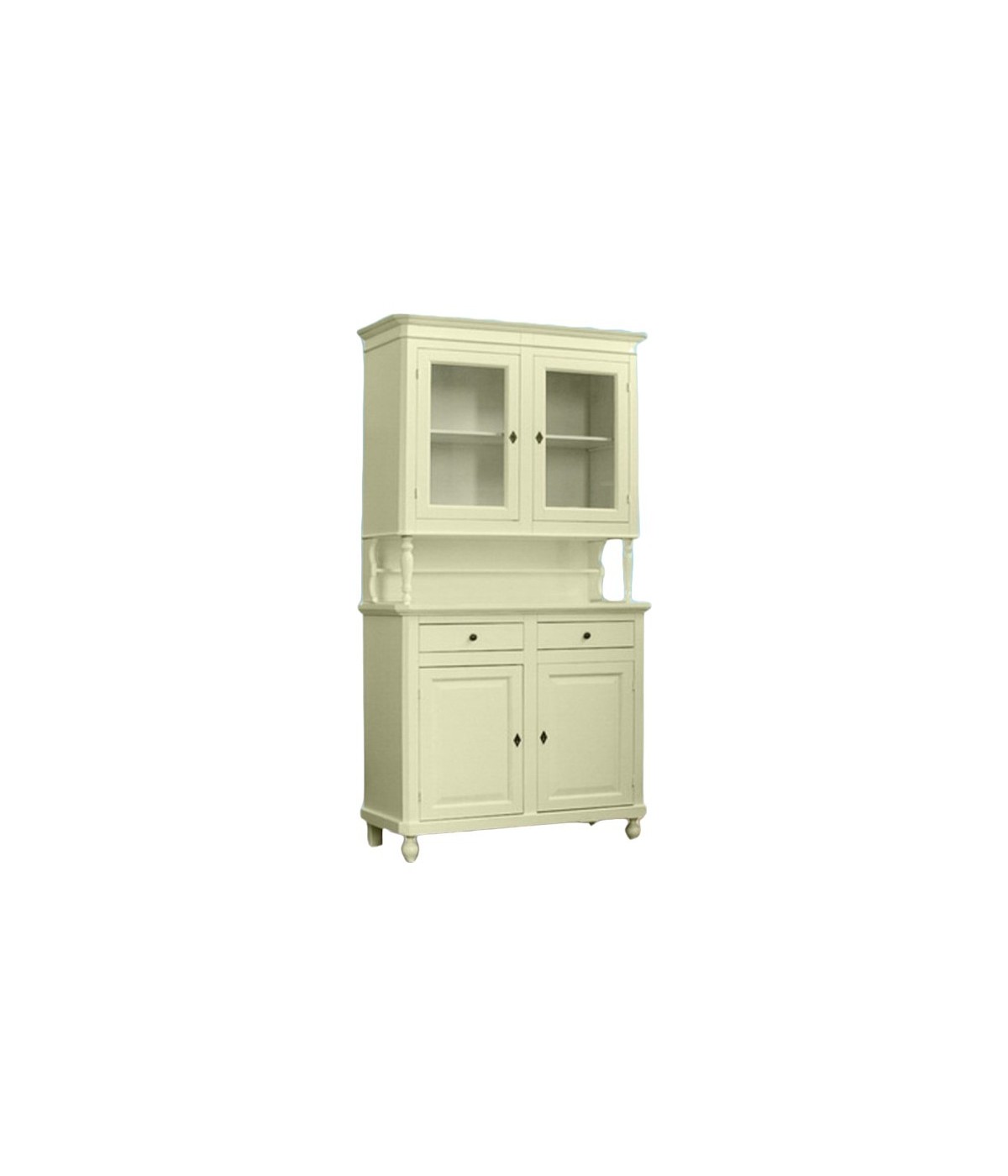 MOBILI 2G - Cristalliera 2 porte shabby legno shabby avorio 104X43X208 VISTA FRONTALE