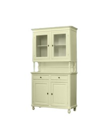 MOBILI 2G - Cristalliera 2 porte shabby legno shabby avorio 104X43X208 VISTA FRONTALE