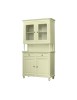 MOBILI 2G - Cristalliera 2 porte shabby legno shabby avorio 104X43X208 VISTA FRONTALE