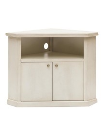 MOBILI 2G - Mobile porta tv angolo 2 Ante Legno shabby bianco anticato 72X63X80 vista frontale