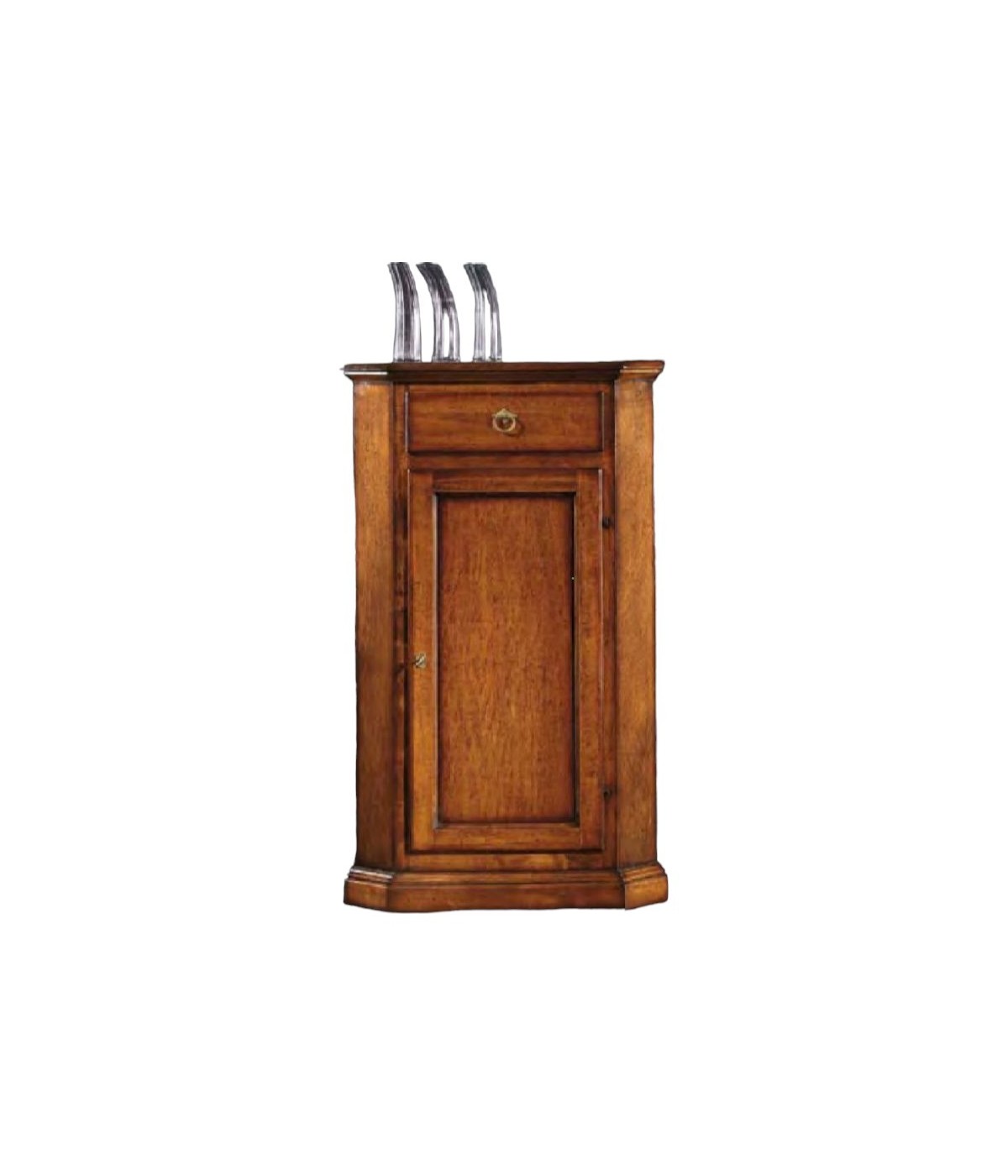 MOBILI 2G - Mobile ad angolo 1 Anta Legno tinta noce bassano 54X54X130 VISTA FRONTALE