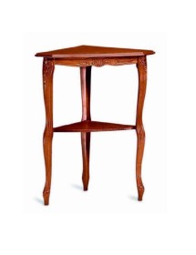 MOBILI 2G - Tavolino ad angolo classico legno tinta noce 57X36X70 vista frontale