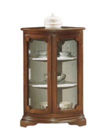 MOBILI 2G - Vetrina ad angolo vetro curvo classica Legno tinta noce 54X54X112 vista frontale