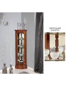MOBILI 2G - Vetrina ad angolo vetro curvo classica Legno tinta noce 33X33X138 vista frontale