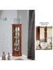 MOBILI 2G - Vetrina ad angolo vetro curvo classica Legno tinta noce 33X33X138 vista frontale