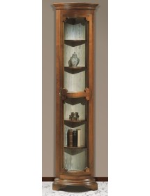 MOBILI 2G - Vetrina ad angolo vetro curvo classica Legno tinta noce 33X33X201 vista frontale