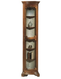 MOBILI 2G - Vetrina ad angolo vetro curvo classica Legno tinta noce 33X33X201 vista frontale