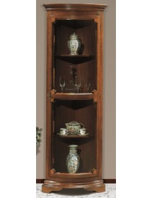 MOBILI 2G - Vetrina ad angolo vetro curvo classica Legno tinta noce 44X44X201 vista frontale