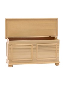 MOBILI 2G - Cassapanca classica in legno tinta naturale 116,5X40,5X46 VISTA FRONTALE APERTA