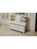 MOBILI 2G - Cassapanca in legno bianco anticato shabby 100X42X50 VISTA FRONTALE