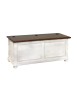 MOBILI 2G - Cassapanca in legno shabby bianco anticato noce 116,5X40,5X46 VISTA FRONTALE