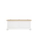 MOBILI 2G - Cassapanca in legno shabby bianco naturale 116,5X40,5X46 VISTA FRONTALE