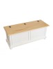 MOBILI 2G - Cassapanca in legno shabby bianco naturale 116,5X40,5X46 VISTA FRONTALE