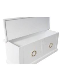 MOBILI 2G - Cassapanca in legno shabby bianco anello 120X42X50 vista frontale