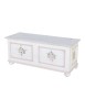 MOBILI 2G - Cassapanca in legno shabby bianco anticato decoro filo rosa 116,5X40,5X46 vista frontale