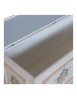 MOBILI 2G - Cassapanca in legno shabby bianco anticato decoro filo rosa 116,5X40,5X46 vista frontale aperta