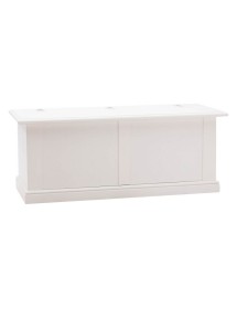 MOBILI 2G - Cassapanca in legno bianco shabby 120X42X50 vista frontale